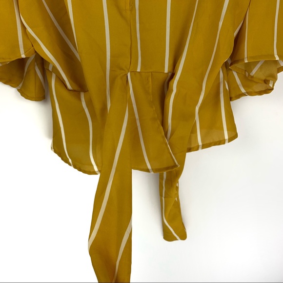 {TRUE DESTINY} Mustard Yellow White Stripe Top - Picture 2 of 8